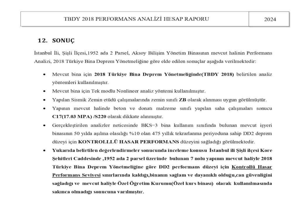 Aksoy Bilişim Deprem Raporu Sonuç Sayfası